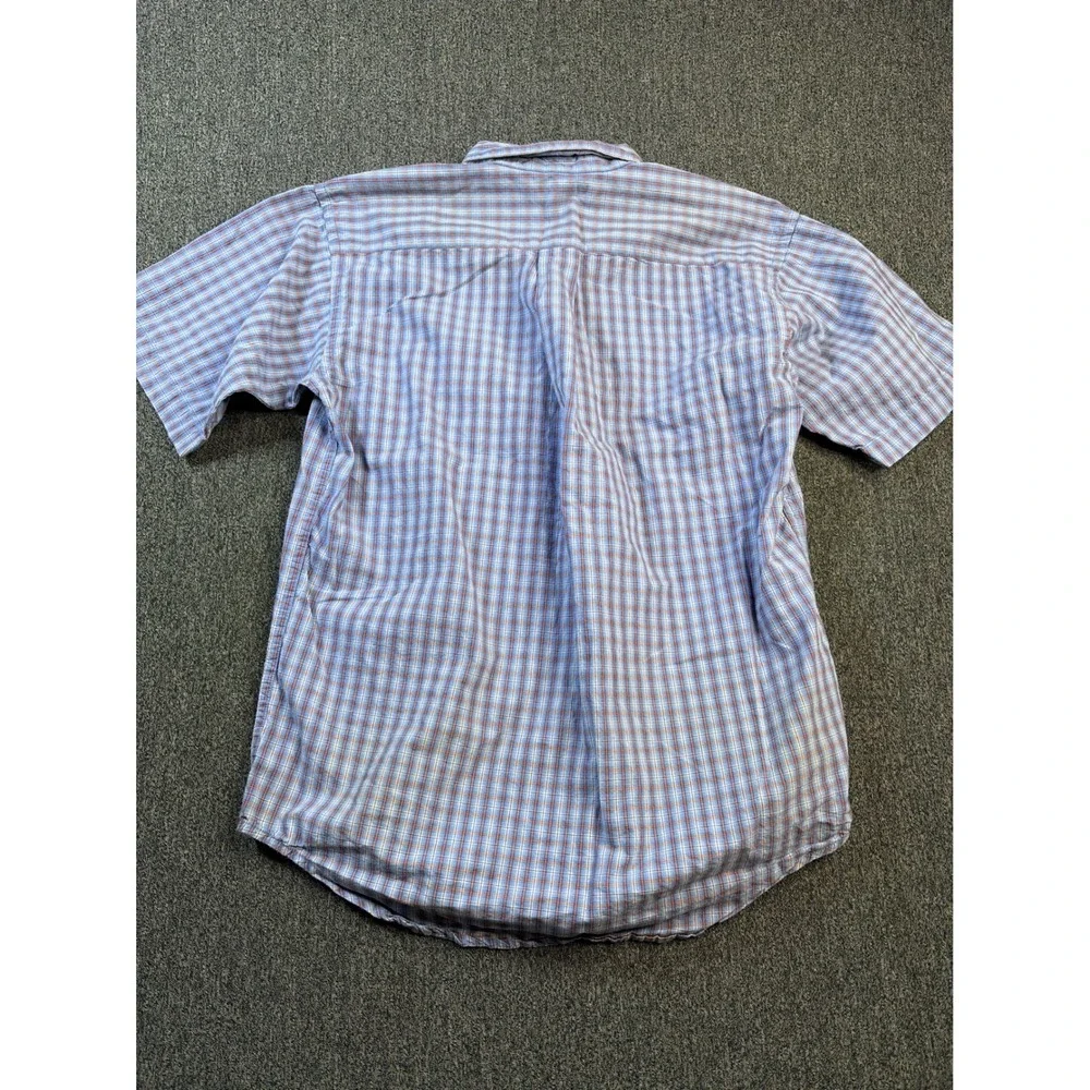 Ralph Lauren Boys Blue Orange Plaid Short Sleeve Button Down Shirt Size L 16/18